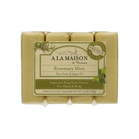 A La Maison, Hand And Body Bar Soap Rosemary Mint, Rosemary Mint 4 CT A La Maison