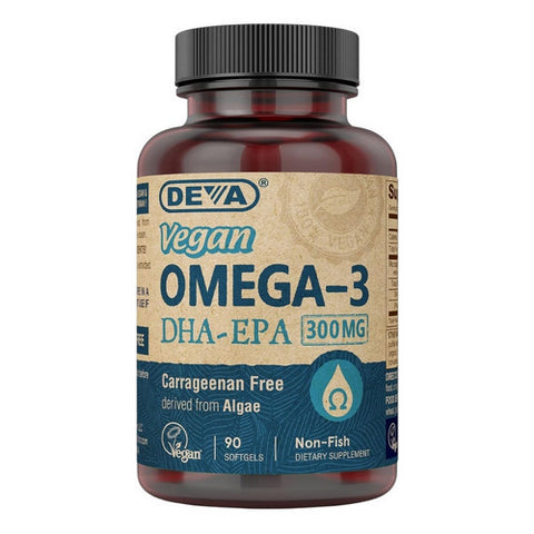 Deva Nutrition, Vegan Omega-3 DHA-EPA, 300 MG, 90 SOFTGELS Deva Nutrition