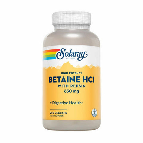 Solaray, High Potency Betaine HCL With Pepsin, 650 Mg, 250 Veg Caps Solaray