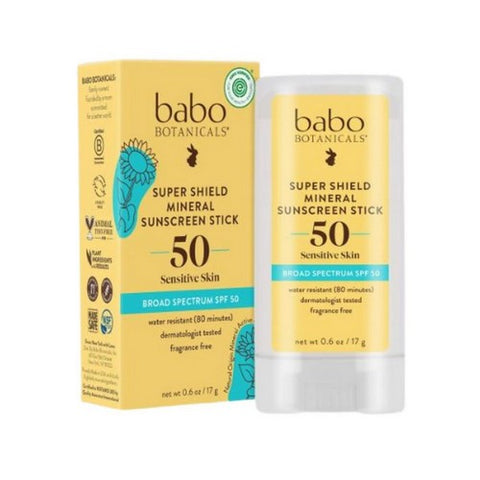 Babo Botanicals, Super Shield Sport Stick Sunscreen Spf 50 Fragrance Free, SPF 50 .6 Oz Babo Botanicals