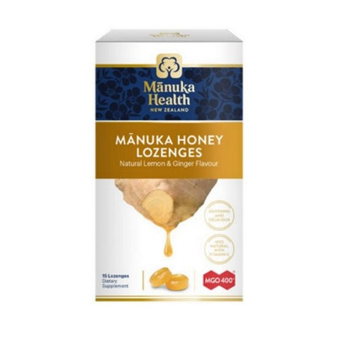 Manuka Health, Manuka Honey Lozenges Mgo 400+ Ginger And Lemon, Ginger & Lemon 15 Lozenges Manuka Health