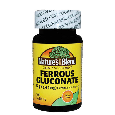 Nature's Blend, Nature's Blend Ferrous Gluconate Tablets, 324 mg, 100 Tabs Nature's Blend