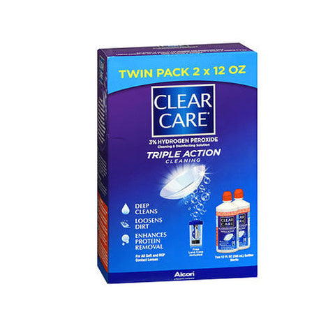 Clear Care, Triple Action Cleaning & Disinfecting Solution, 24 Oz Clear Care