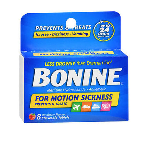 Bonine, Motion Sickness Chewable Tablets Raspberry Flavored, 8 Tabs Bonine