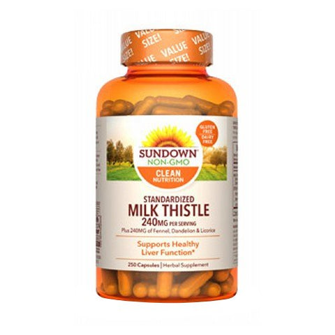Sundown Naturals, Sundown Naturals Standardized Milk Thistle Capsules, 250 Caps Sundown Naturals