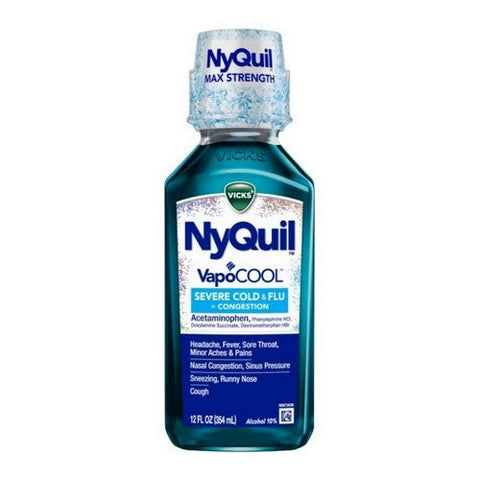 NyQuil, Severe+ Vapocool Cold & Flu Liquid, 12 Oz Vicks