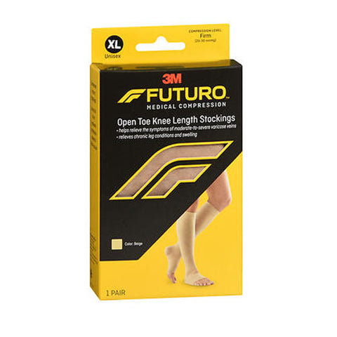 3M, Futuro Open Toe Knee Length Stockings Unisex Firm Beige Xtra Large, 1 Each Futuro