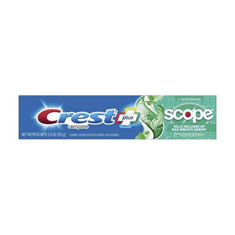 Crest, Complete Multi-Benefit Whitening + Scope Fluoride Toothpaste Minty Fresh Striped, 5.4 Oz Crest