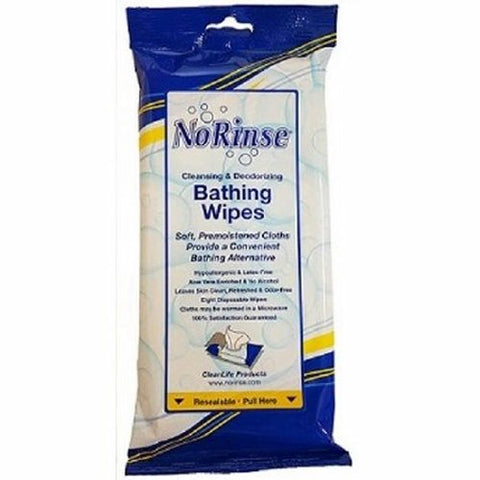 No Rinse, Rinse-Free Bath Wipe, Pack Of 8 No Rinse