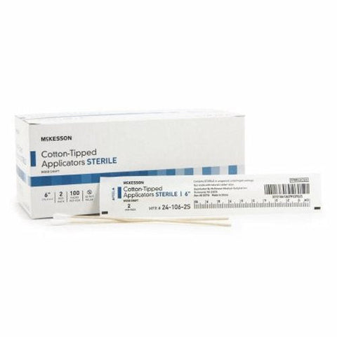 McKesson, Swabstick McKesson Cotton Tip Wood Shaft 6 Inch Sterile 2 Pack, Case Of 10 McKesson