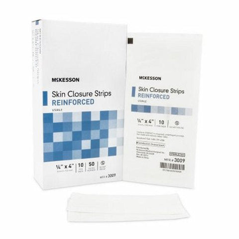 McKesson, Skin Closure Strip 1/4 X 4 Inch Nonwoven Material Reinforced Strip White 3009, Box Of 50 McKesson