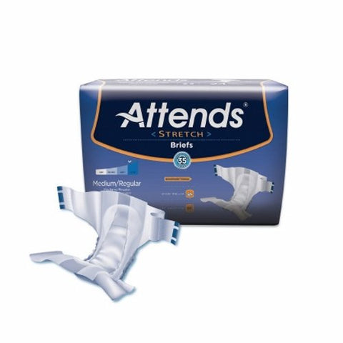 Attends, Unisex Adult Incontinence Brief Stretch Medium / Regular Disposable Heavy Absorbency, Count of 24 Attends