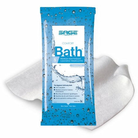 Sage, Rinse-Free Bath Wipe Comfort Bath Soft Pack Unscented, 1 Packet / 8 Count Sage