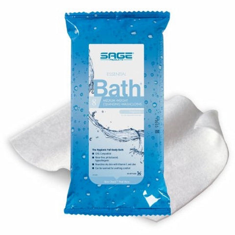 Sage, Essential Bath Wipe Medium Weight Soft Scented, 1 Packet / 8 Count Sage