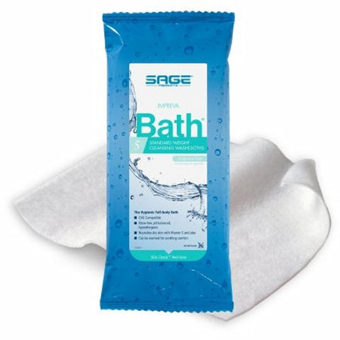 Sage, Rinse-Free Bath Wipe Impreva Bath Soft Pack Unscented, 1 Packet / 5 Count Sage