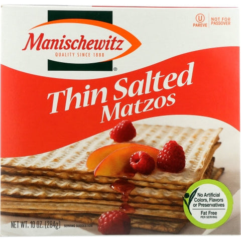 Manischewitz, Matzo Thin Salted, Case of 12 X 10 Oz Manischewitz