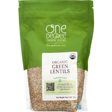 One Degree, Lentils Green Org, Case of 6 X 16 Oz One Degree