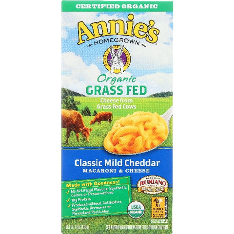 Annie's Homegrown, Organic Grass Fed Classic Mild Cheddar Macaroni And Cheese, 6 Oz(Case Of 12) Annie's Homegrown