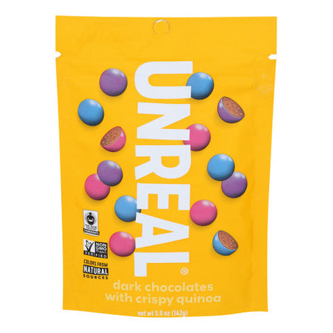 Unreal, Crispy Quinoa Chocolate Gems  Dark Chocolate, 5 Oz(Case Of 6) Unreal