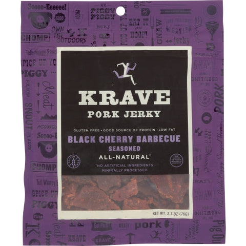Krave Pure Foods, Jerky Pork Blk Chry Bbq, Case of 8 X 2.7 Oz Krave Pure Foods