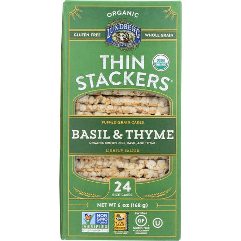 Lundberg, Thin Stackers Basil And Thyme Puffed Grain Cakes, 6 Oz(Case Of 6) Lundberg