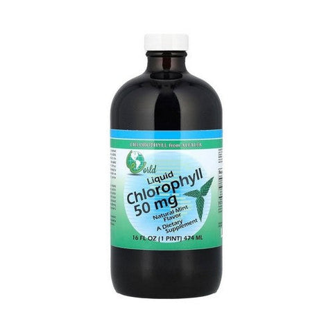 World Organics, Liquid Chlorophyll Natural Mint, 50 mg, w/Peppermint Liquid 16 FL Oz World Organics