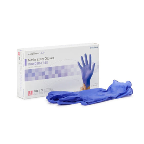 McKesson, Confiderm 3.0 Nitrile Exam Glove Small Blue, Box Of 100 McKesson