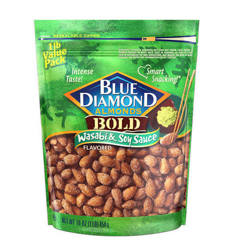 Blue Diamond, Almonds Bold Wasabi And Soy Sauce, 16 Oz(Case Of 6) Blue Diamond