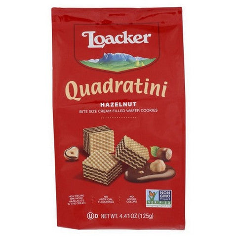 Loacker, Quadratini Hazelnut Wafer Cookies, 4.41 Oz(Case Of 6) Loacker