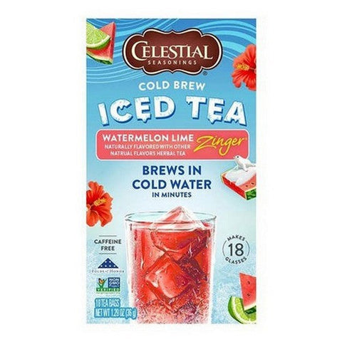 Celestial Seasonings, Cold Brew Watermelon Lime Zinger Tea, 18 Bags Celestial Seasonings