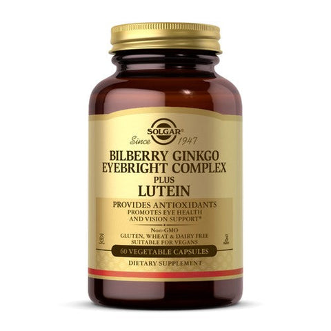 Solgar, Bilberry Ginkgo Eyebright Complex Plus Lutein Vegetable Capsules, 60 V Caps Solgar