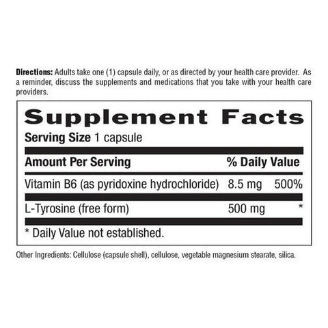 Country Life, L-Tyrosine with B-6, 500 MG, 100 Caps Country Life