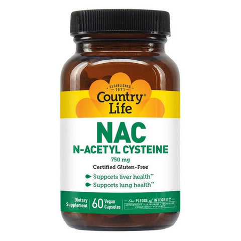 Country Life, NAC (N-Acetyl Cysteine), 750 MG, 60 Caps Country Life