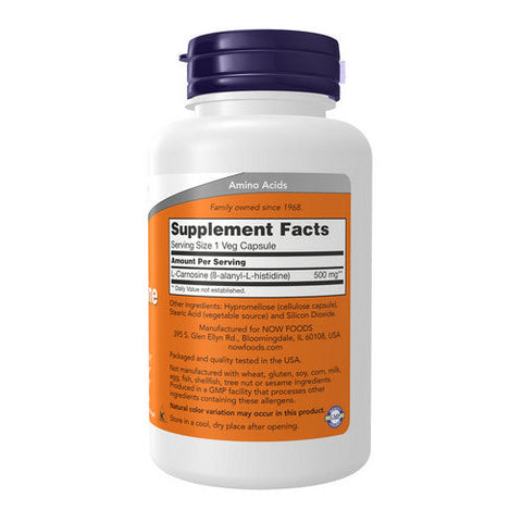 Now Foods, L-Carnosine, 500 mg, 100 Veg Caps Now Foods