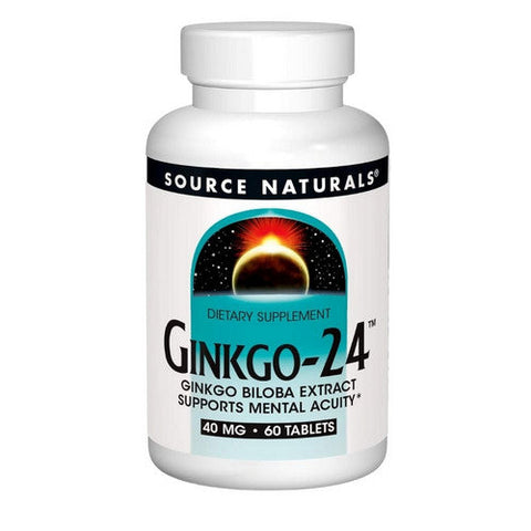 Source Naturals, Ginkgo-24 Biloba Extract, 40 MG, 60 Tabs Source Naturals