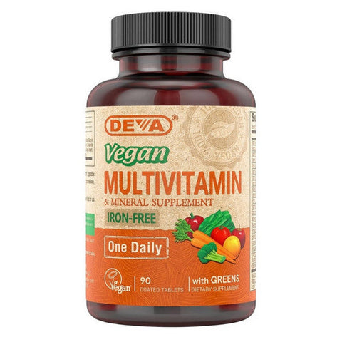 Deva Vegan Vitamins, Vegan Multivitamin And Mineral Supplement Iron Free, 90 Tab Deva Vegan Vitamins