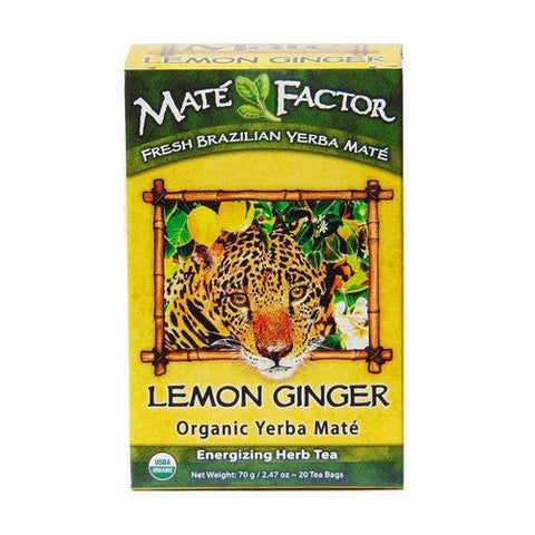 The Mate Factor, Organic Yerba Mate Tea Lemon Ginger, Lemon Ginger, 20 Bag The Mate Factor