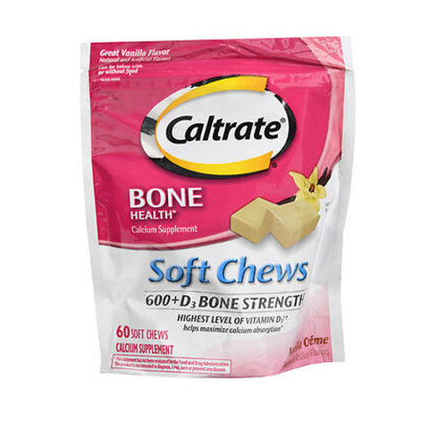Caltrate, Calcium And Vitamin D Supplement 600+D, Vanilla Creme 60 softchews Caltrate
