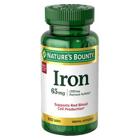 Nature's Bounty, Iron Ferrous Sulphate, 65 mg, 100 Tablets Nature's Bounty