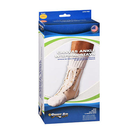 Scott Specialties, Sport Aid Canvas Ankle Support With Spiral Stays, Small each Sport Aid